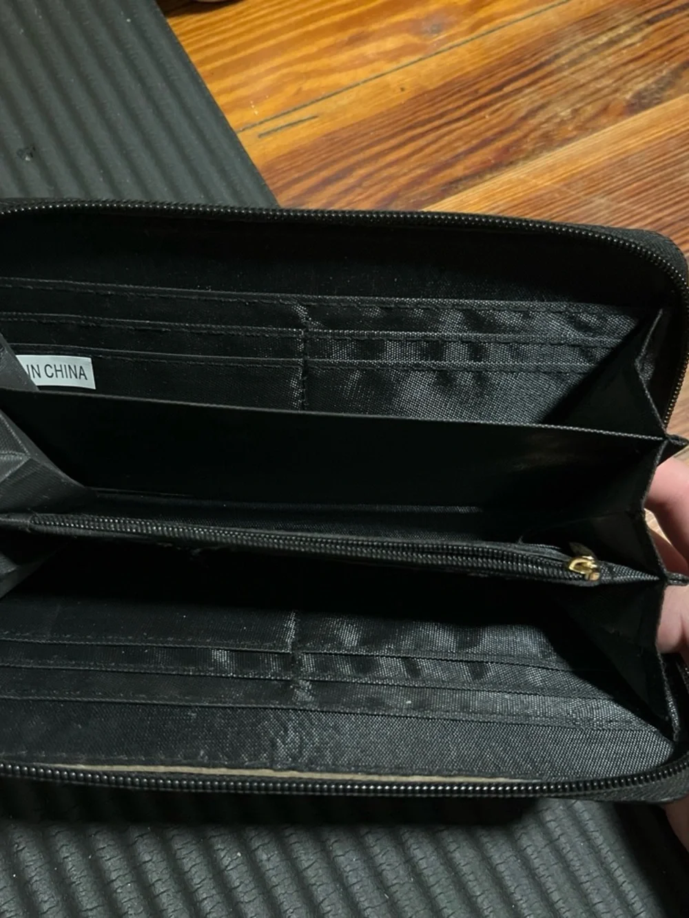 Black Quilted Heart Zip-Around Wallet